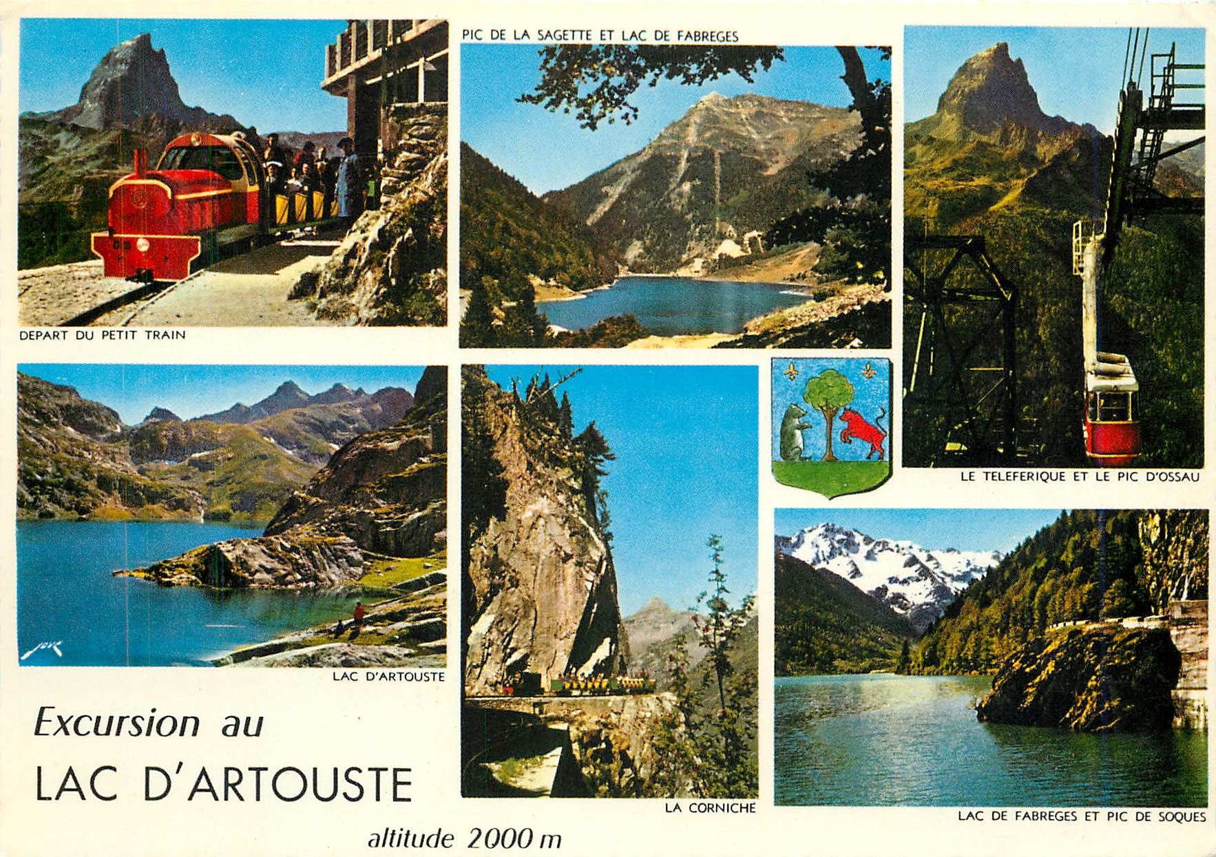 CPM Excursion au Lac d'Artouste Depart du petit train Pic de la Sagette et lac de Fabreges Teleferiq