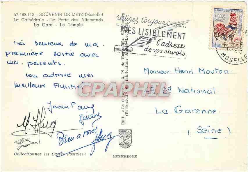 CPM Souvenir de Metz Moselle La Cathedrale La Porte des Allemands  — Rückseite