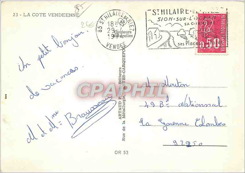 CPM La Cote Vendeene Bouin La Vendee St Jean de Monts St Gilles Croix de Vie Beauvoir Fromentine Bre — Rückseite