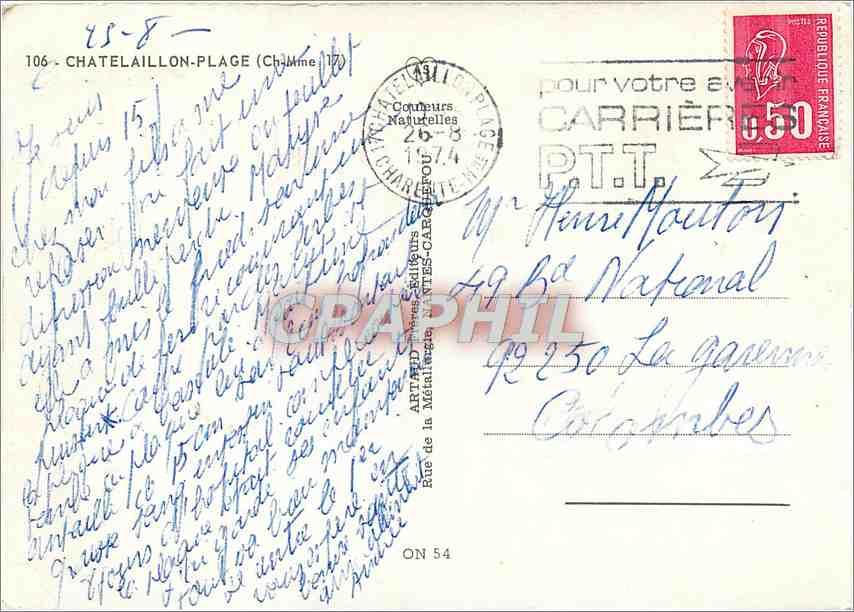 CPM Chatelaillon Plage Ch MMe LE port et la plage Le jardin public Parcs a moules La plage — Back