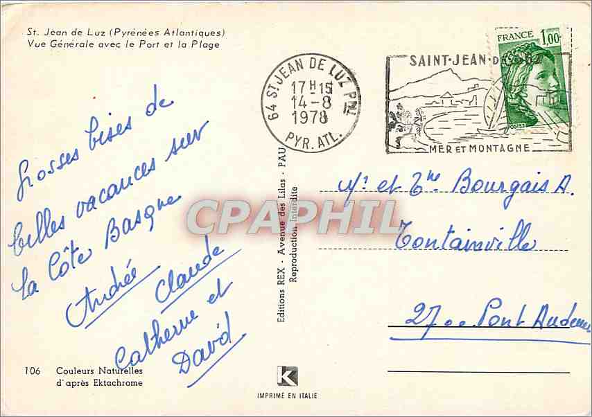 CPM St Jean de Luz Pyrenees Atlantiques Vue generale avec le Port et la Plage  — Verso