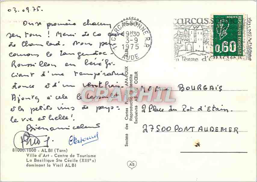 CPM Albi Tarn Ville d'Art Centre de Tourisme La Basilique Ste Cecile  — Rückseite