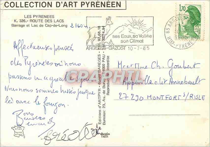 Barrage et Lac de Cap-de-Long — Collection d'Art Pyrénéen, n° 326 — Éditions d'ARTPYR — Back