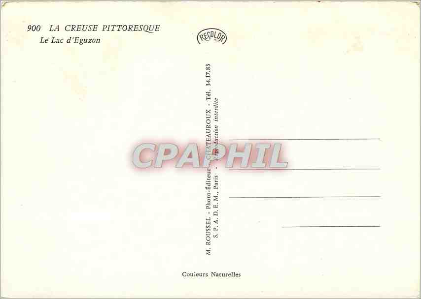 CPM La Creuse Pittoresque Le Lac d'Eguzon Folklore — Rückseite