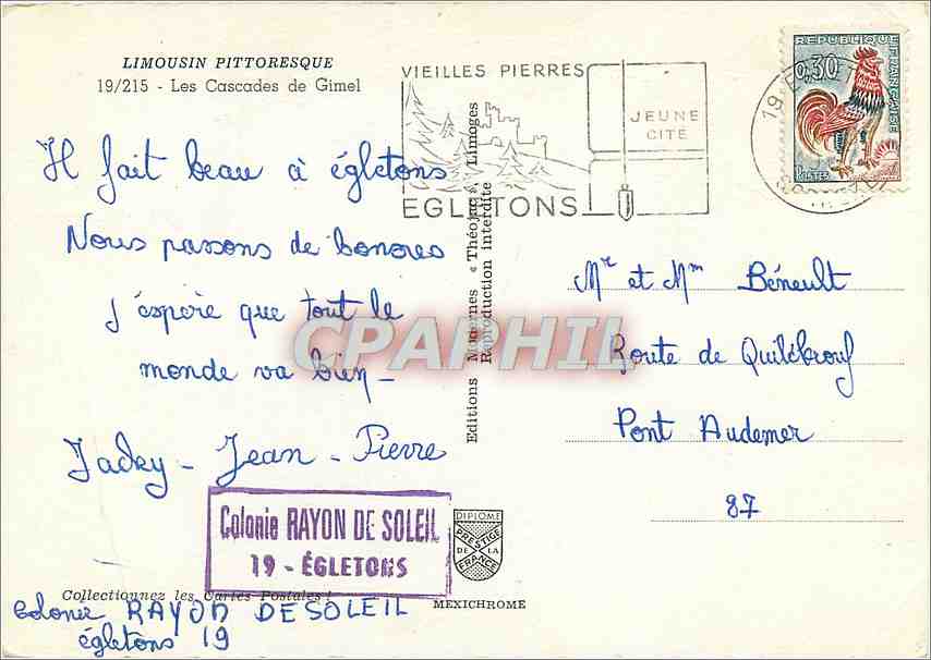 CPM Limousin Pittoresque Les Cascades de Gimel — Rückseite
