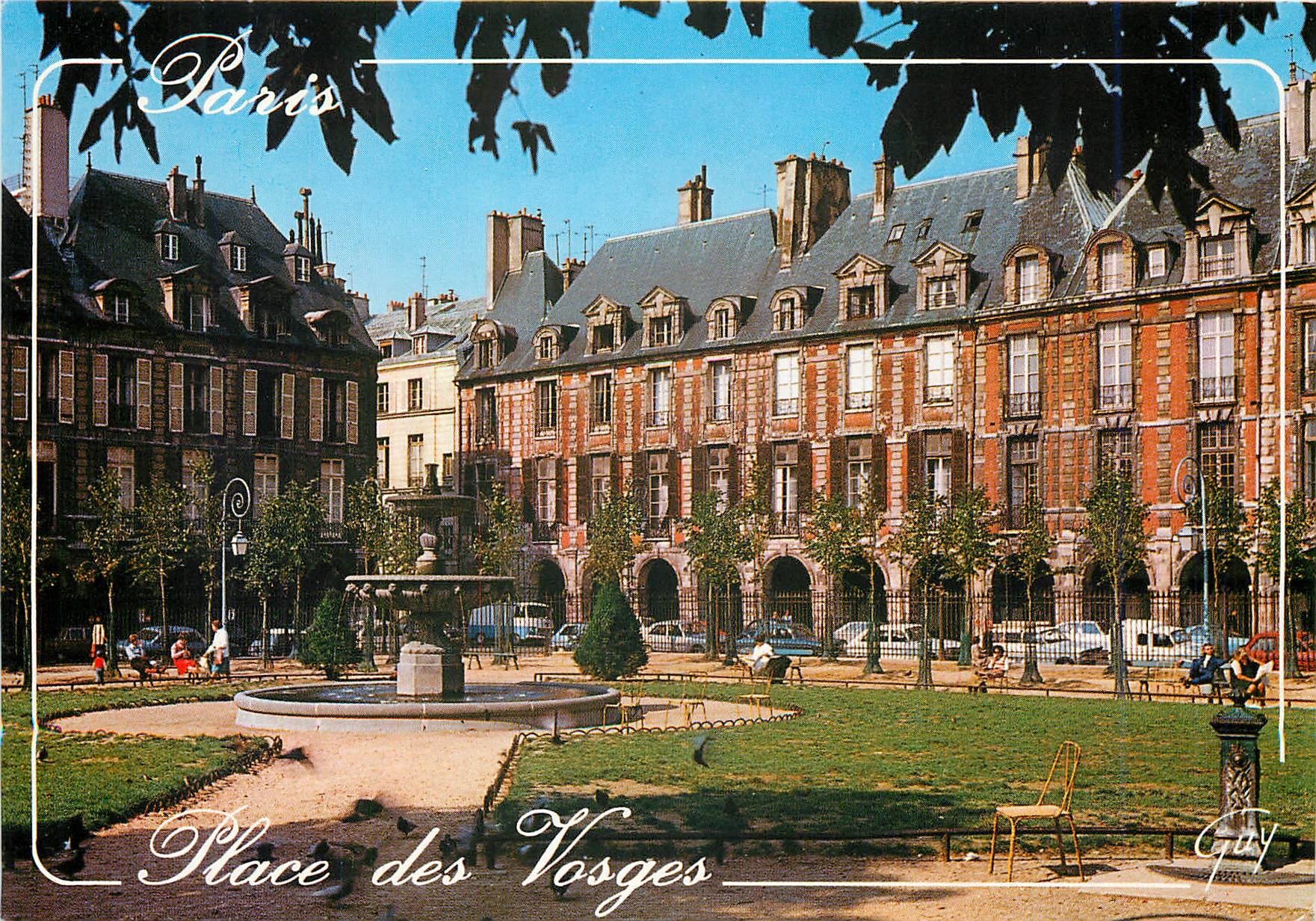 CPM Paris Quartier du Marais la place des Vosgs vue des arcades 