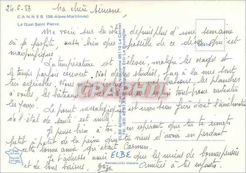 CPM Cannes Alpes Maritimes Le Quai Saint Pierre  — Rückseite