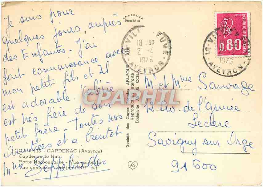 Capdenac — vue générale — Société des Cartes Reproductibles Interaires A. de Celle — Rückseite