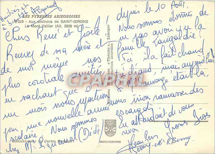 CPM Aux environs de Saint Girons Le Mont Vallier  — Rückseite