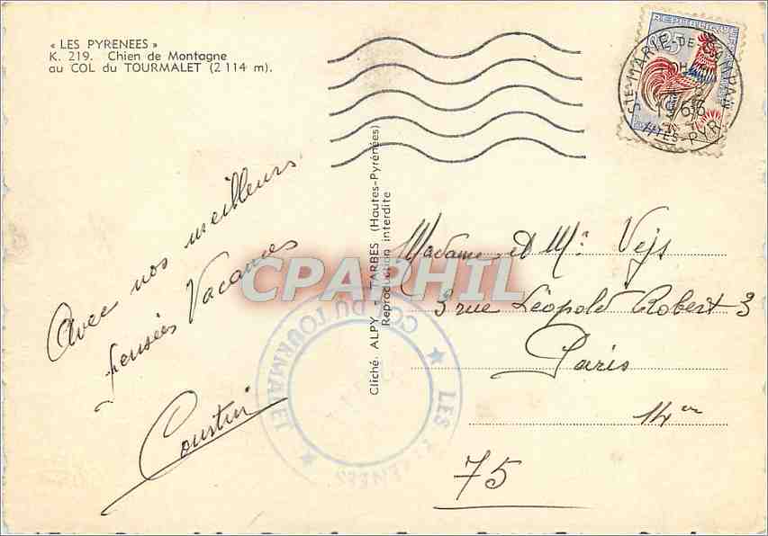 Col du Tourmalet — Chien de montagne — Cartes Alpy — Reverso