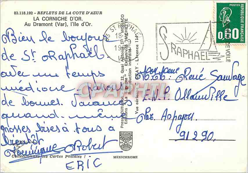 Île de Saint-Raphaël — vue aérienne — Presses Diffusion, n° 83.118.192 — Verso