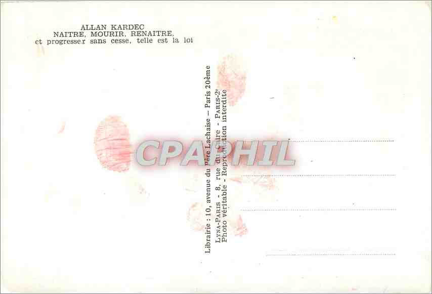 CPM Allan Kardec Naitre Mourir Renaitre et progressex sans cesse  — Rückseite