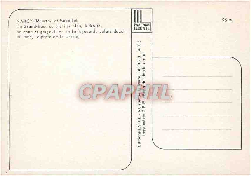 CPM Nancy Meurthe et Moselle La Grand Rue au premier plan a droite  — Rückseite