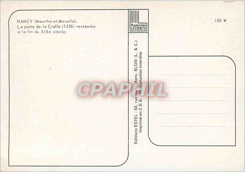 CPM Nancy Meurthe et Moselle La porte de la Craffe restauree a la fin du XIXe siecle  — Back