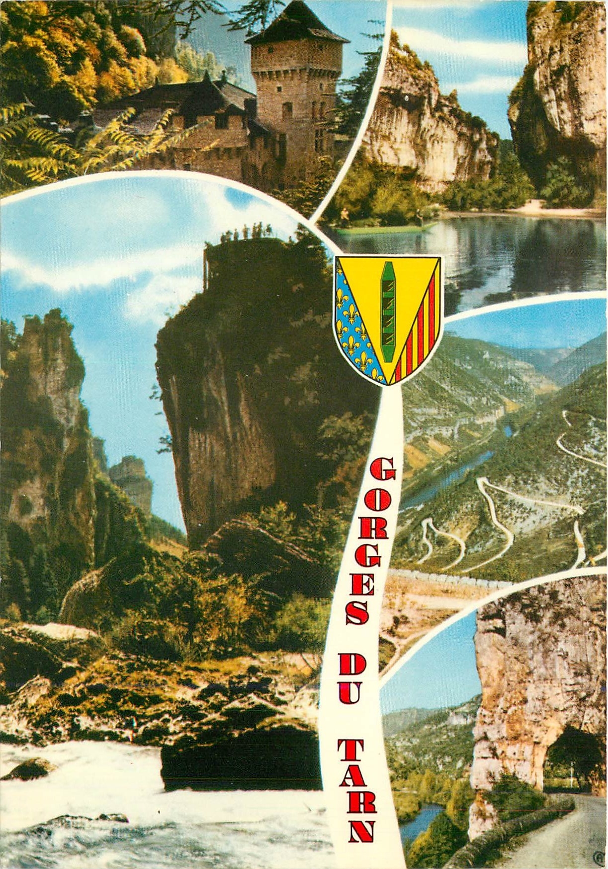 CPM En Parcourant les Gorges du Tarn Chateau de la Caze Les Detroits Lacets de la Malene 