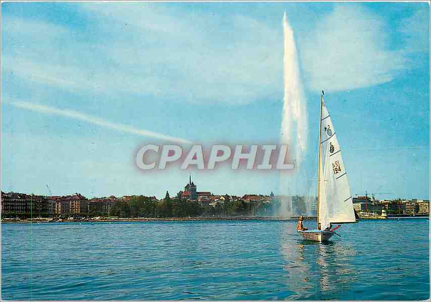 CPM Geneve Larade et le jet d'eau 