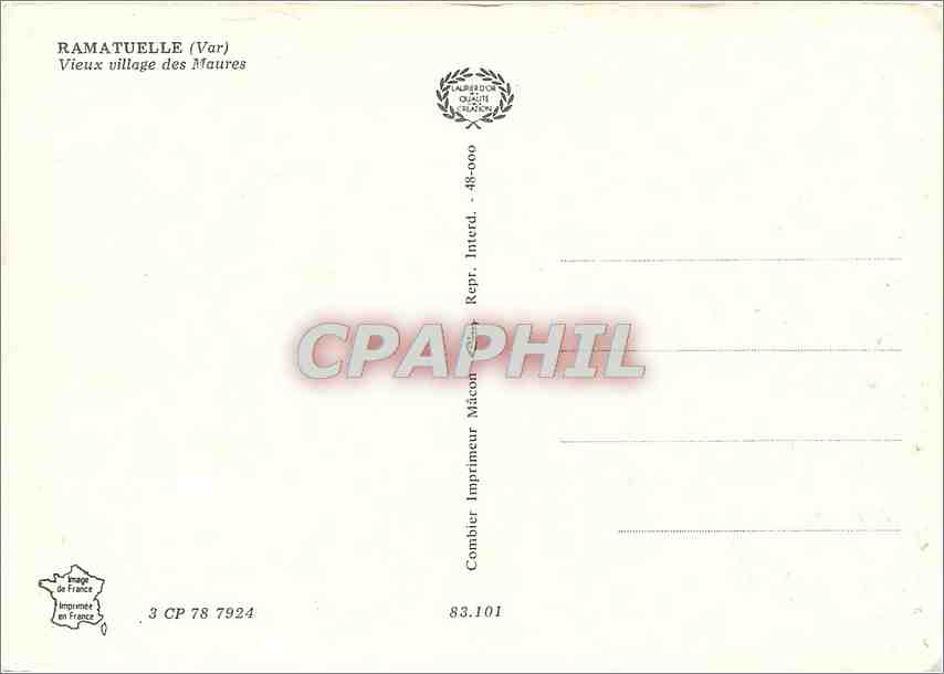 CPM Ramatuelle Var Vieux village des Maures  — Rückseite