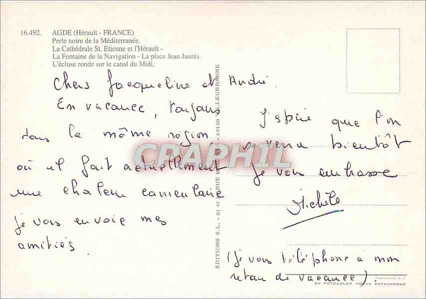 CPM Agde Herault France Perle noire de la Mediterranee  — Back