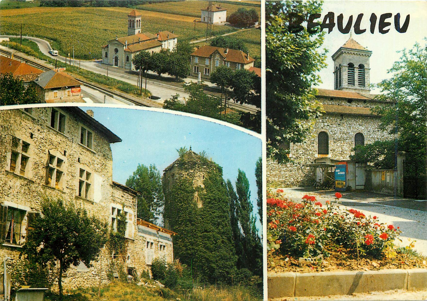 CPM Beaulieu Isere Le village Le Chateau de la Blache L'Eglise 