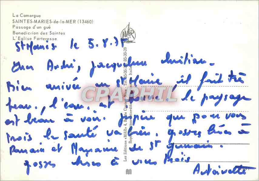 Saintes-Maries-de-la-Mer — Camargue — Éditions MATHY — Rückseite