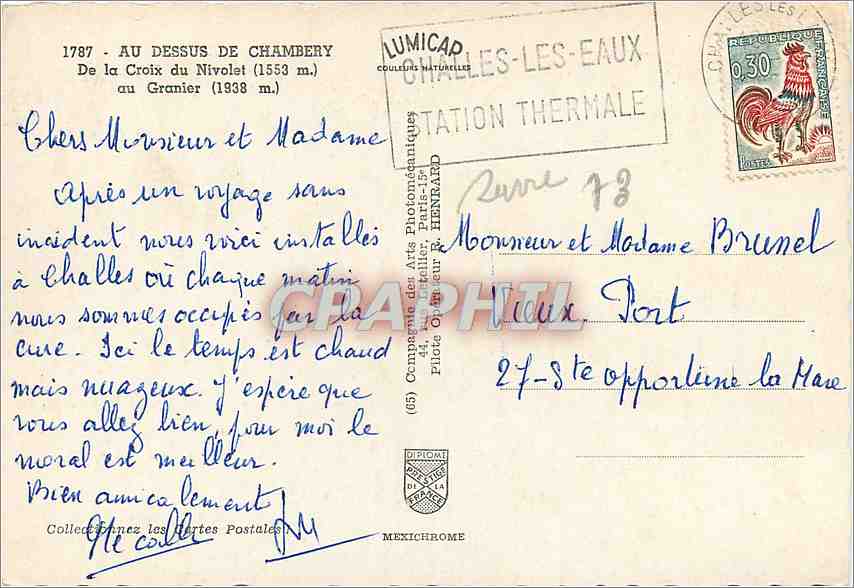 CPM Au Dessus de Chambery De la Croix du Nivolet au Granier  — Rückseite