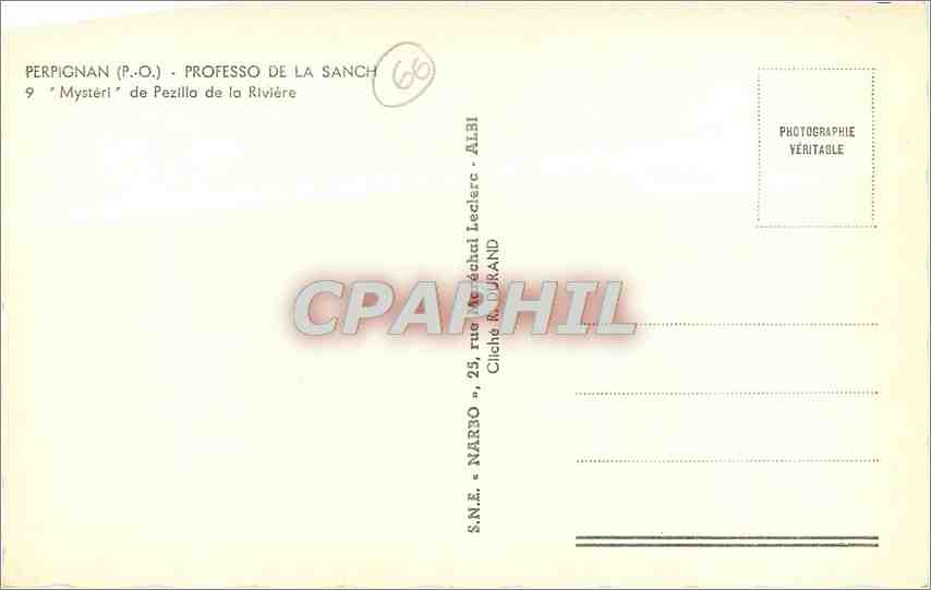 CPM Perpignan PO Professo de la Sanch Mysteri de Pezilla de la Riviere  — Rückseite