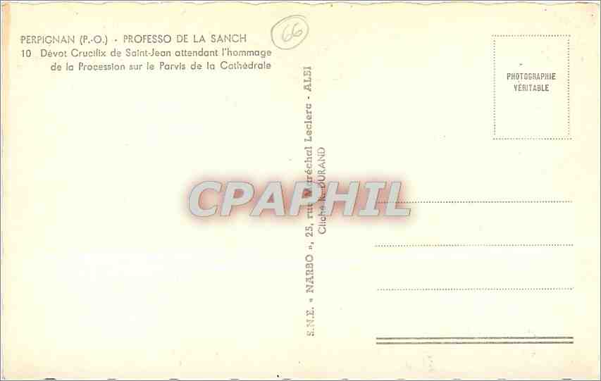 CPM Perpignan PO Professo de la Sanch Devot Crucifix de Saint Jean  — Rückseite