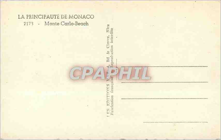 Monte-Carlo-Beach — Principauté de Monaco — Éditions Monaco — Verso
