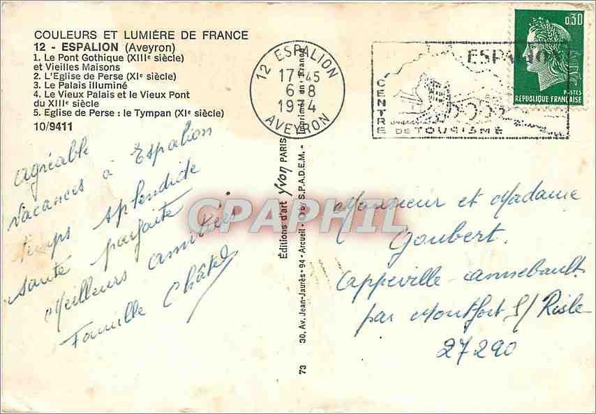 CPM Espalion Aveyron Le Pont Gothique et Vieilles Maisons  — Rückseite