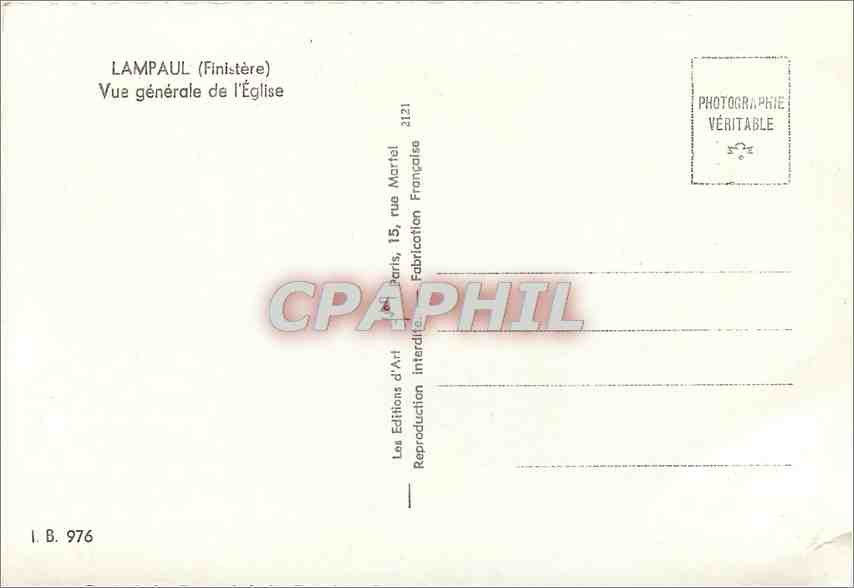 CPM Lampaul Finistere Vue generale de l'Eglise  — Rückseite