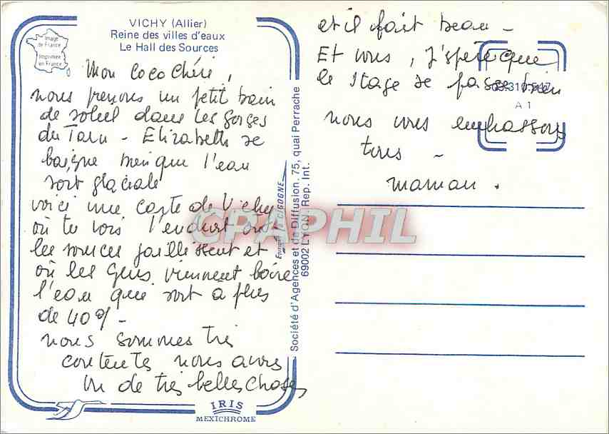 CPM Vichy Allier Reine des villes d'eaux Le Hall des Sources  — Rückseite