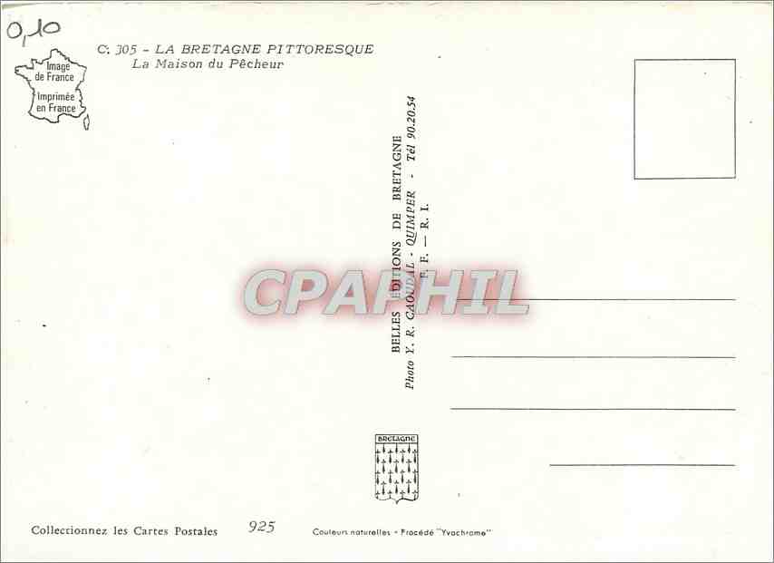 CPM La Bretagne Pittoresque La Maison du Pecheur  — Rückseite