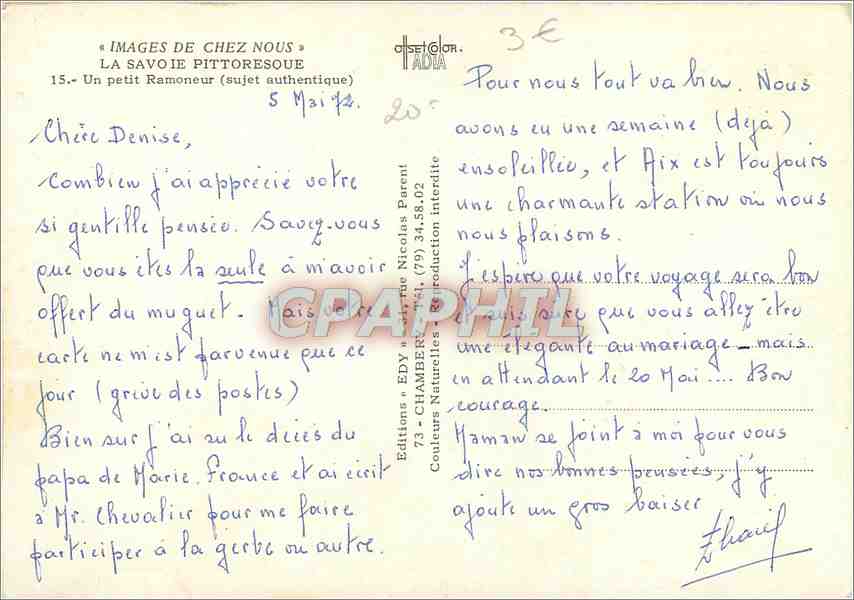 CPM Image de Chez nous La Savoie Pittoresque Un petit Ramoneur sujet authentique  — Rückseite
