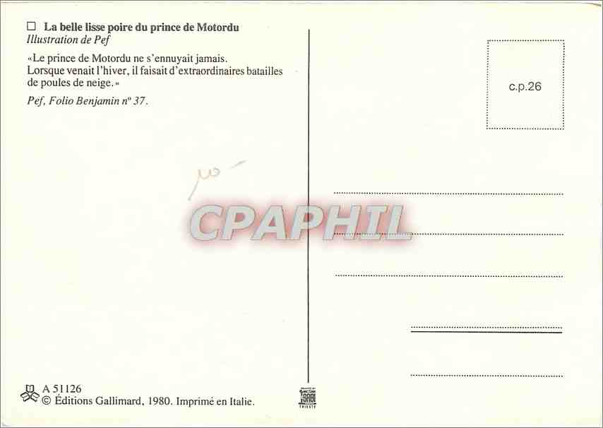 CPM La belle lisse poire du prince de Motordu  — Rückseite