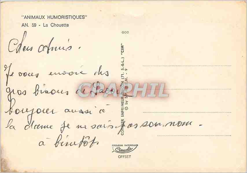 CPM Animaux Humoristiques La Chouette  — Rückseite