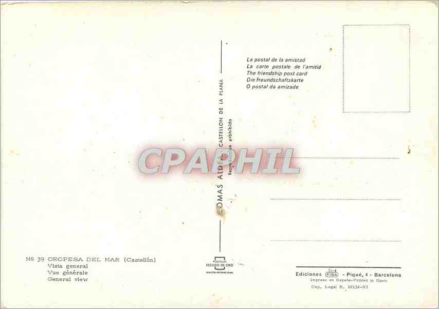 CPM Oropesa del Mar Castellon Vue generale  — Rückseite