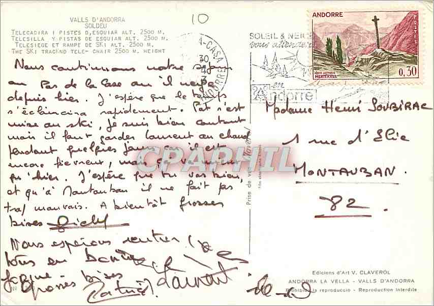 CPM Valls d'Andorra Soldeu Telecadira  — Rückseite
