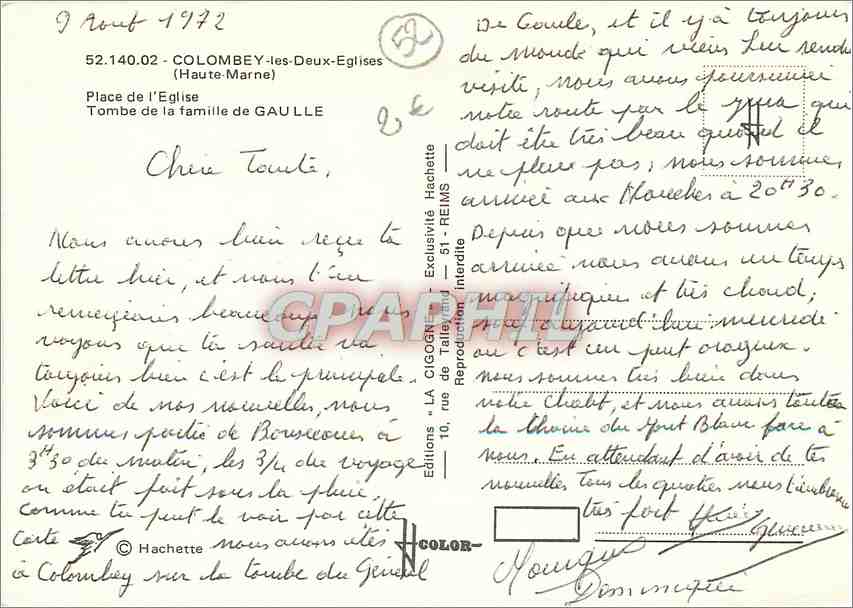 CPM Colombey les Deux Eglises Haute Marne Place de l'Eglise  — Rückseite