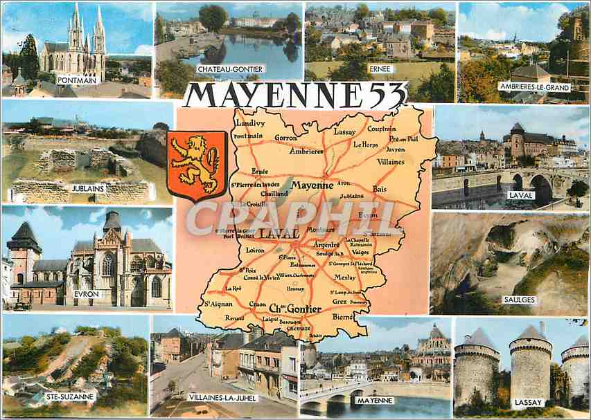 CPM Mayenne Pontmain Chateau Gontier Ernee Ambrieres le Grand 