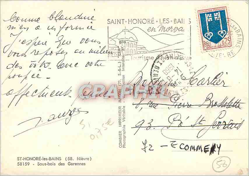 CPM St Honore les Bains Nievre Sous bois des Garennes  — Rückseite