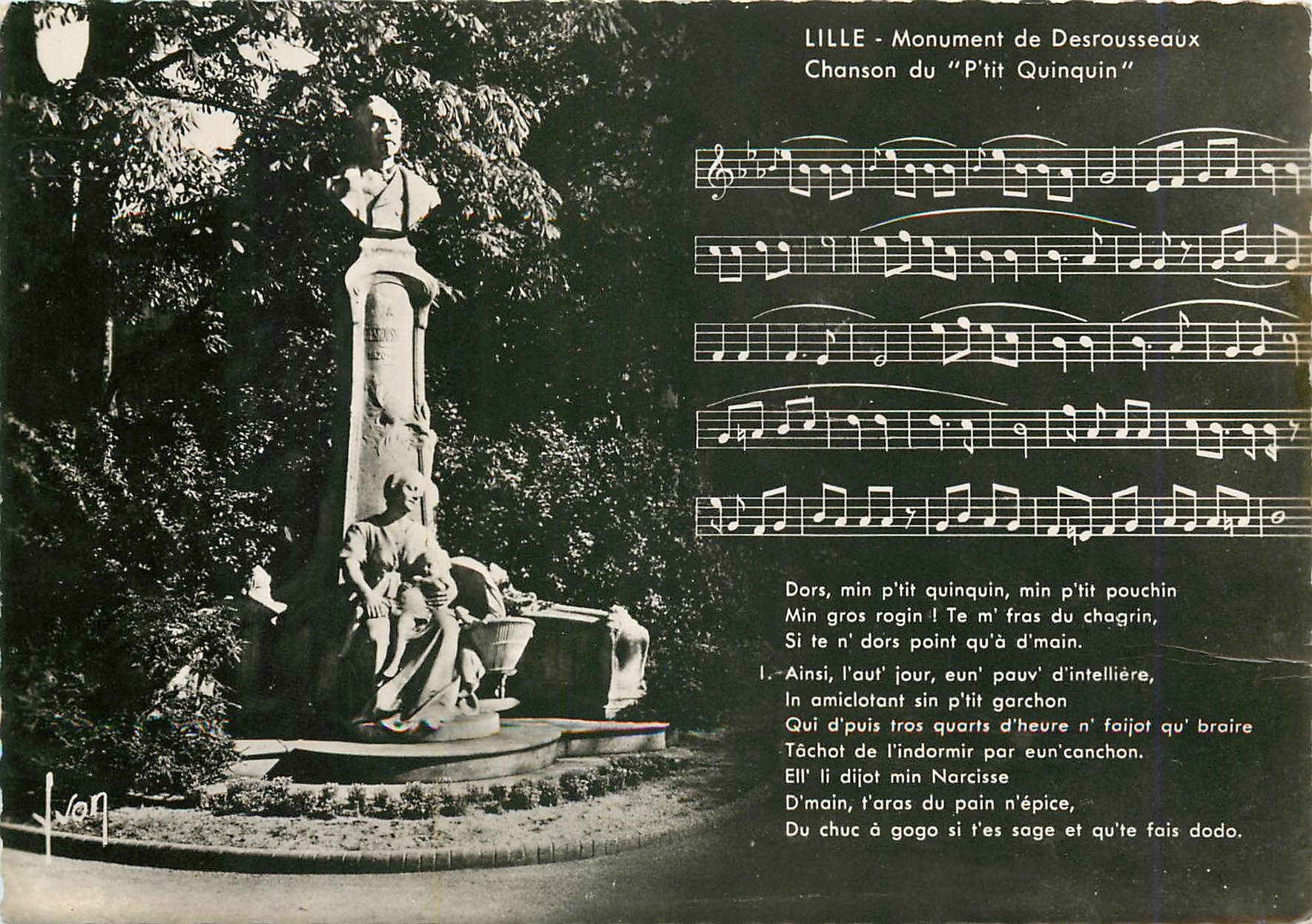 CPM Lille Monument de Desrousseaux Chanson du Ptit Quinquin 