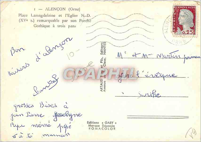 CPM Alencon Orne Place Lamagdeleine et l'Eglise ND remarquable par son Porche  — Rückseite