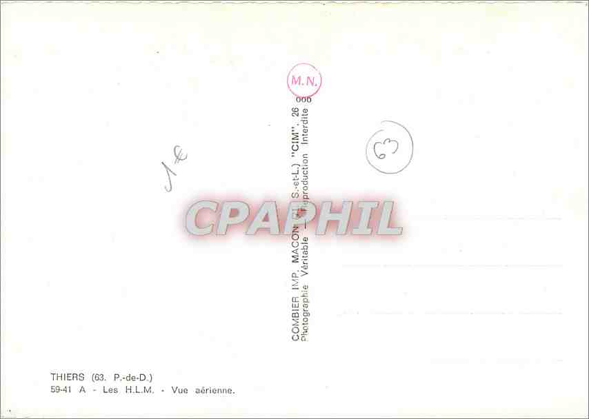 CPA Thiers P de D Les HLM Vue aerienne  — Rückseite