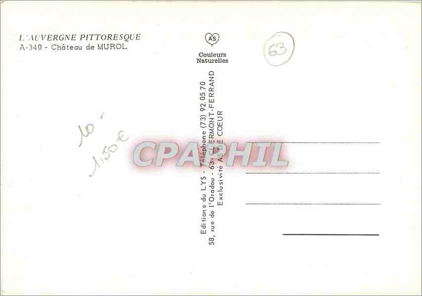 Château de Murol — Auvergne — Éditions du LYS — Verso