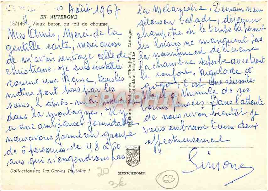 Vieux buron au toit de chaume — Limoges — Éditions Théâtre — Rückseite