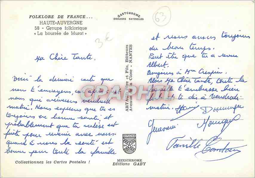 Groupe folklorique de Murat — Haute-Auvergne — Éditions Gaby — Rückseite