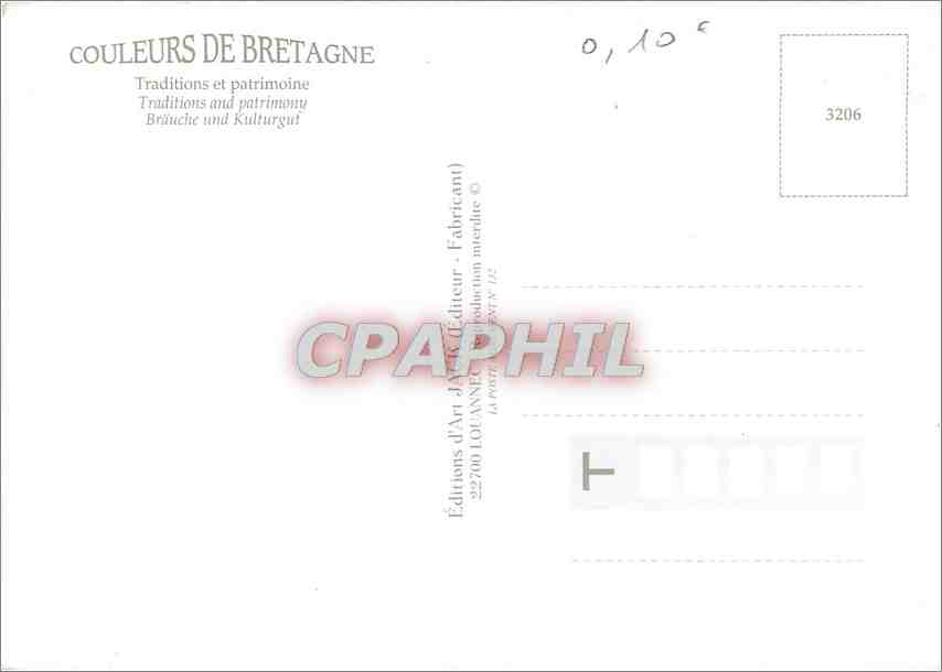 CPA Couleurs de Bretagne Traditions et patrimonie  — Rückseite