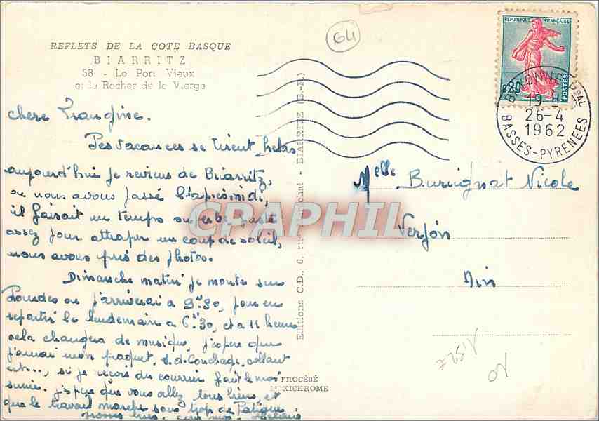 Biarritz — Le Port Vieux et le Rocher de Varga — Éditions IRIS — Rückseite