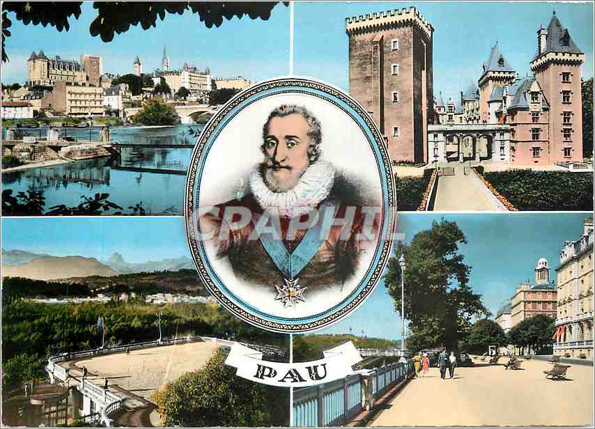 Pau — Château, Gave et Portrait d'Henri IV — Réal-Photo