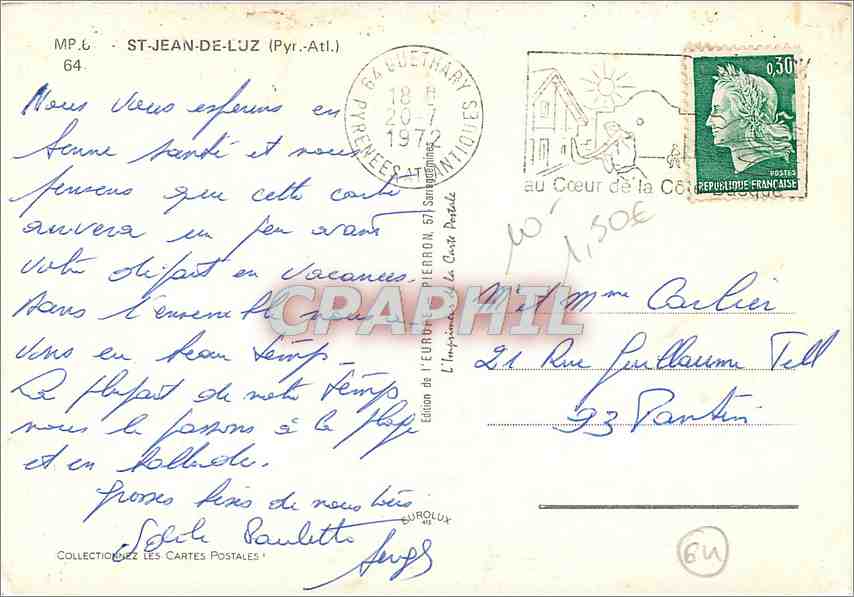 CPM St Jean de Luz Pyr Atl  — Verso